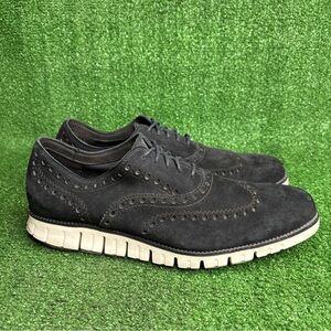 Cole Haan Zerogrand Wing Tip Black Suede C23740 Size 11 M
